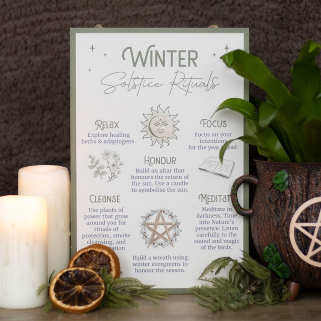 Embrace Winter Solstice Magic: Rituals Hanging Sign – Violet Moon