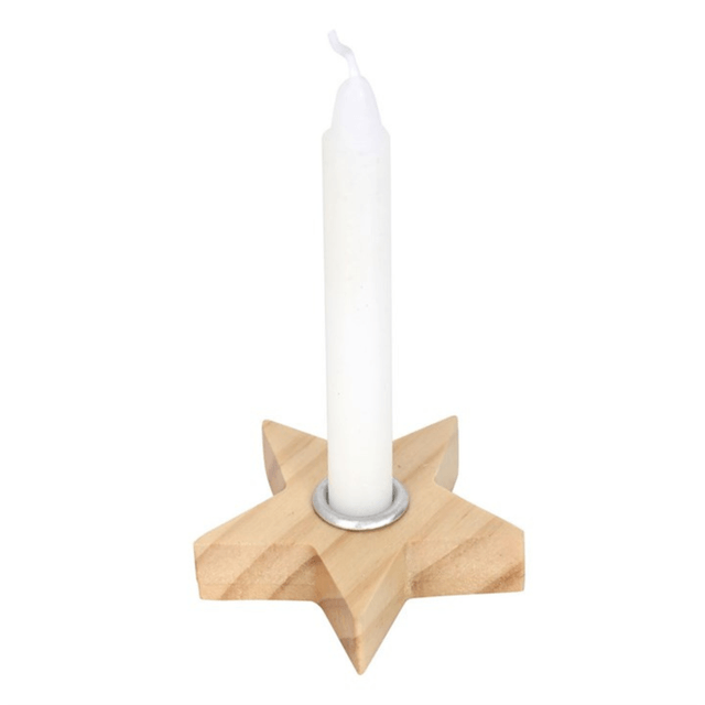 Star Spell Wooden Candle Holder