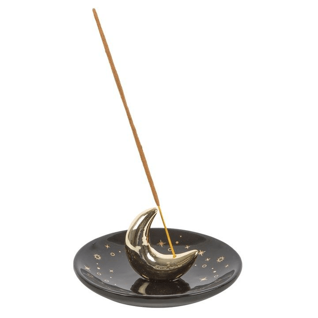 Golden Crescent Moon Incense Dish