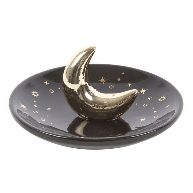 Golden Crescent Moon Incense Dish