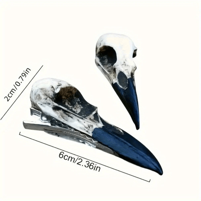 Gothic Raven Skull Hair Clip