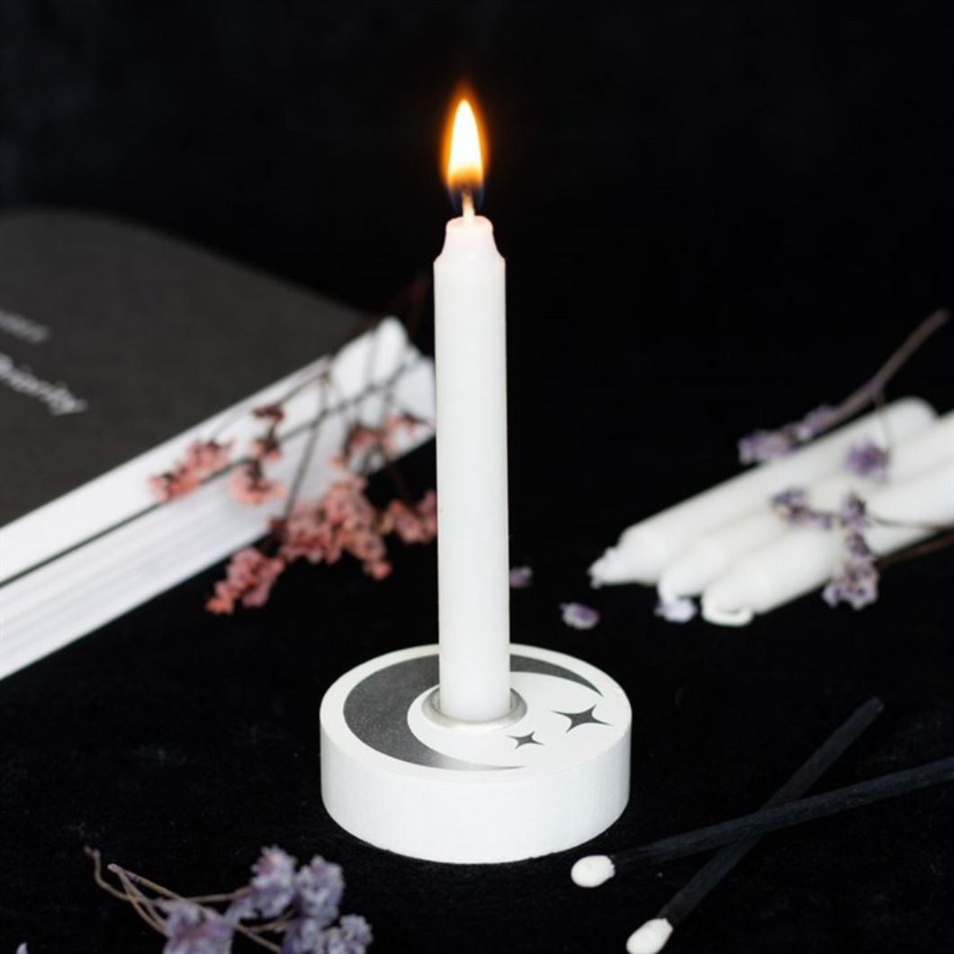 Radiant White Mystical Moon Spell Candle Holder