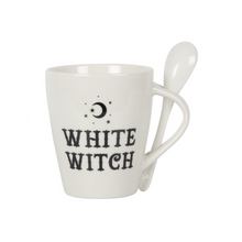 Load image into Gallery viewer, White Witch Mug and Spoon Set
