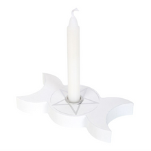Load image into Gallery viewer, Mystical White Triple Moon Spell Candle Holder
