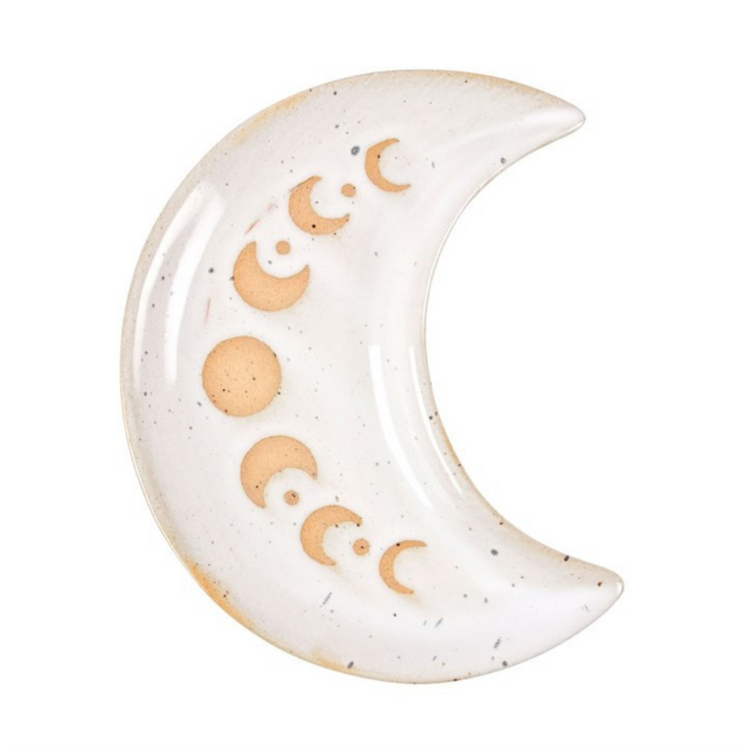 Moonlit Serenity: Handcrafted Moon Phase Crescent Trinket Tray