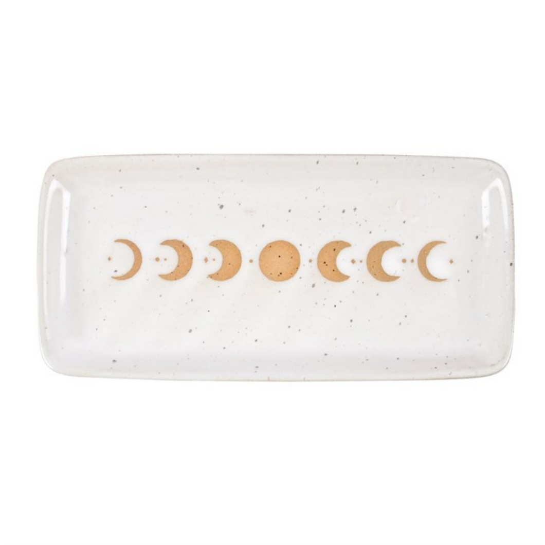 Moon Phase Ceramic Trinket Tray - Handmade Stoneware Home Decor