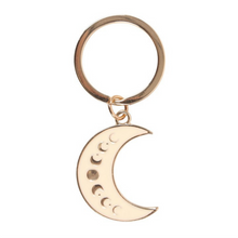 Cargar imagen en el visor de la galería, Celestial Serenity: Moon Phase Crescent Enamel Keyring
