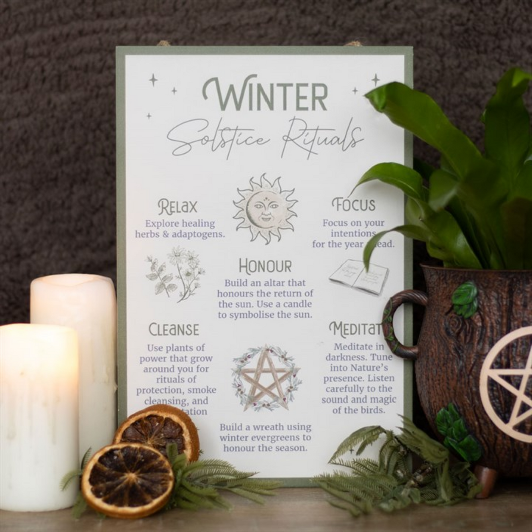 Embrace Winter Solstice Magic: Rituals Hanging Sign