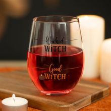 Cargar imagen en el visor de la galería, &quot;Wicked Witch &amp; Good Witch&quot; Stemless Wine Glass
