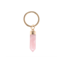 Cargar imagen en el visor de la galería, Rose Quartz Crystal Point Keyring
