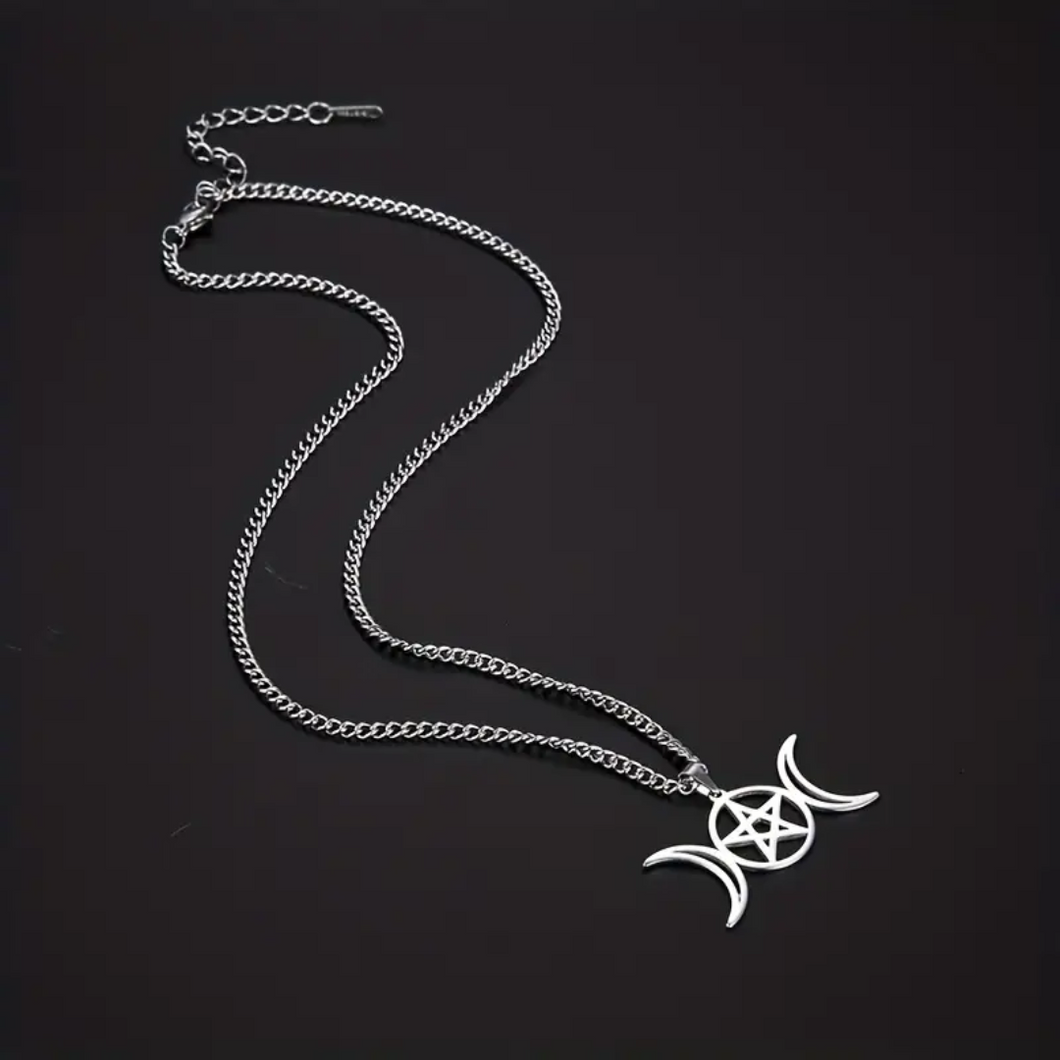 Triple Moon & Pentagram Necklace