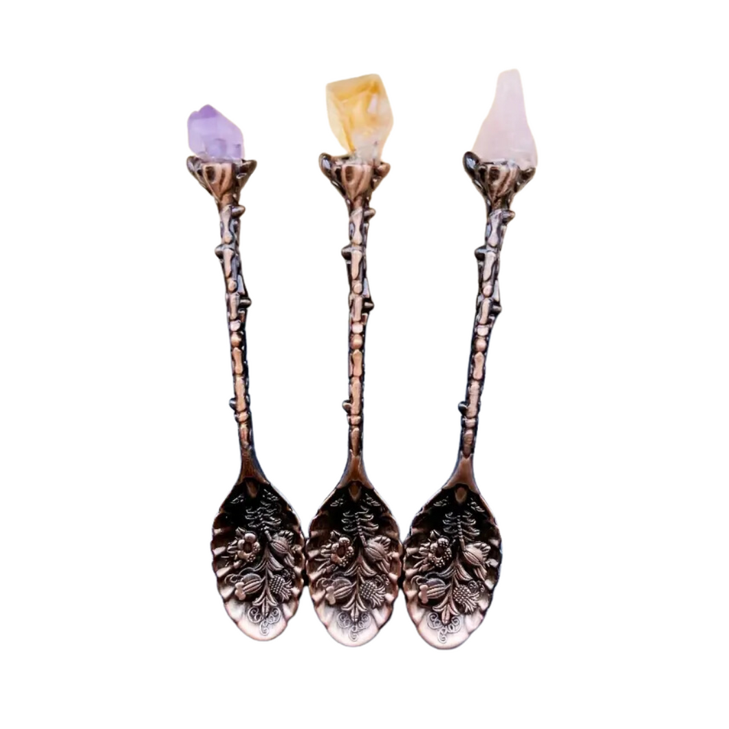 Crystal Topped Ornate Decorative Spoon