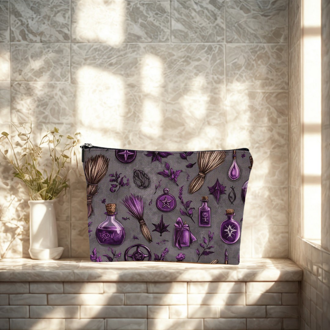 Witchy Purple Spell Print Makeup Bag