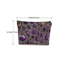 Load image into Gallery viewer, Witchy Purple Spell Print Makeup Bag
