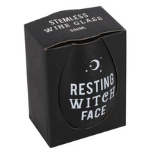 Cargar imagen en el visor de la galería, Resting Witch Face Frosted Black Stemless Wine Glass
