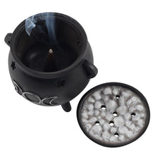 Load image into Gallery viewer, Triple Moon Cauldron Incense Cone Holder
