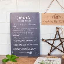 Lade das Bild in den Galerie-Viewer, Enchanting Witch&#39;s House Rules Metal Sign
