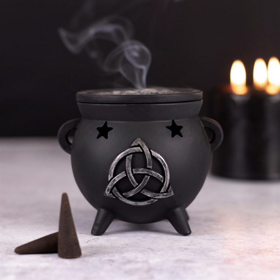 Enchanting Triquetra Cauldron Incense Holder